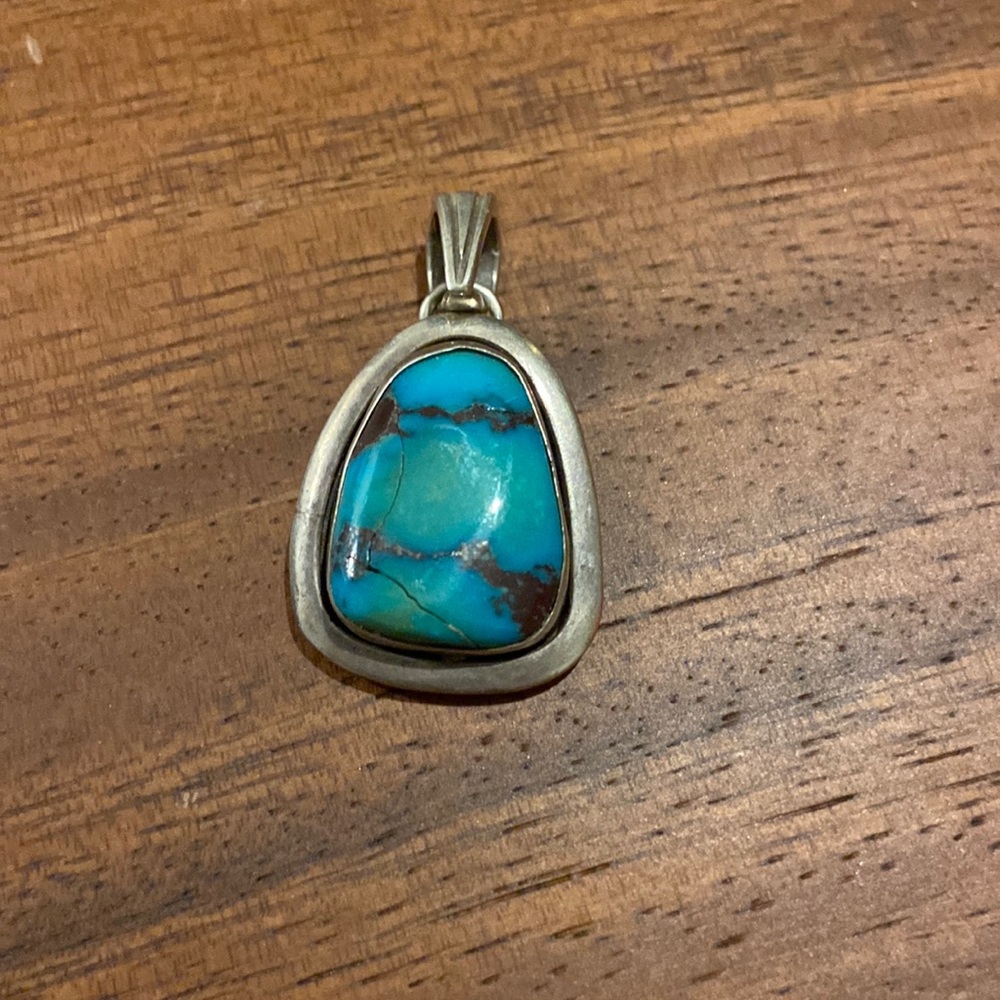 Turquoise and sterling silver pendant